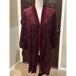 NWT Soma Merlot Velvet Burnout Kimono